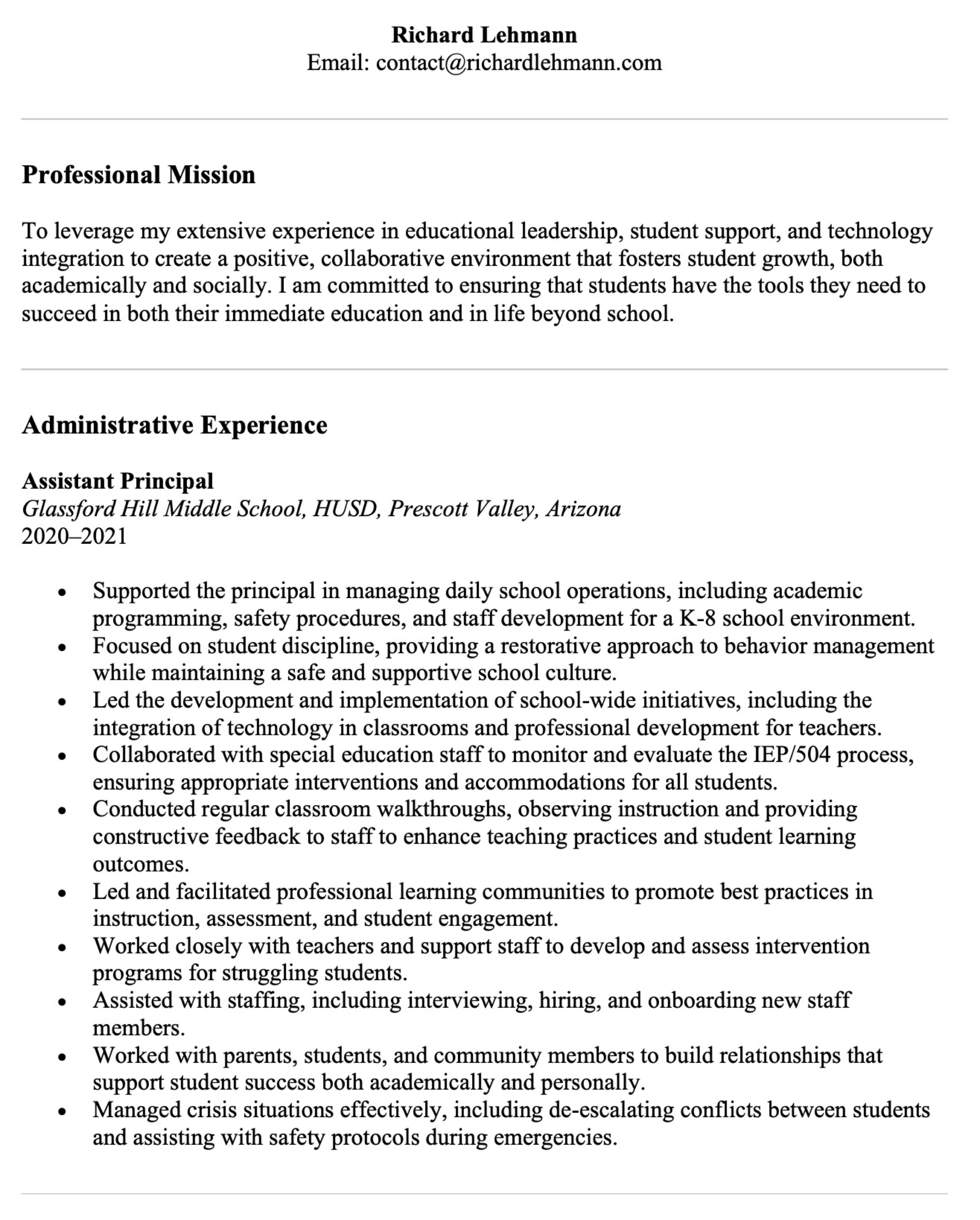 Richard Lehmann Resume Page 01